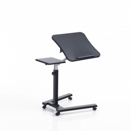 Carrello Porta Notebook e Tablet Jonna in Acciaio Cromato e Nero Opaco regolabile, 65x50xh72-102 cm