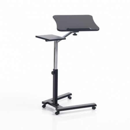 Carrello Porta Notebook e Tablet Jonna in Acciaio Cromato e Nero Opaco regolabile, 65x50xh72-102 cm