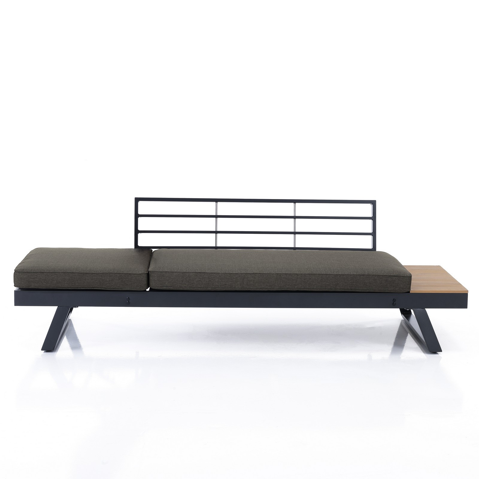 Divano e Chaise Longue da Interno - Esterno Varadero E in Alluminio Antracite Opaco, 228x77xh68.5 cm