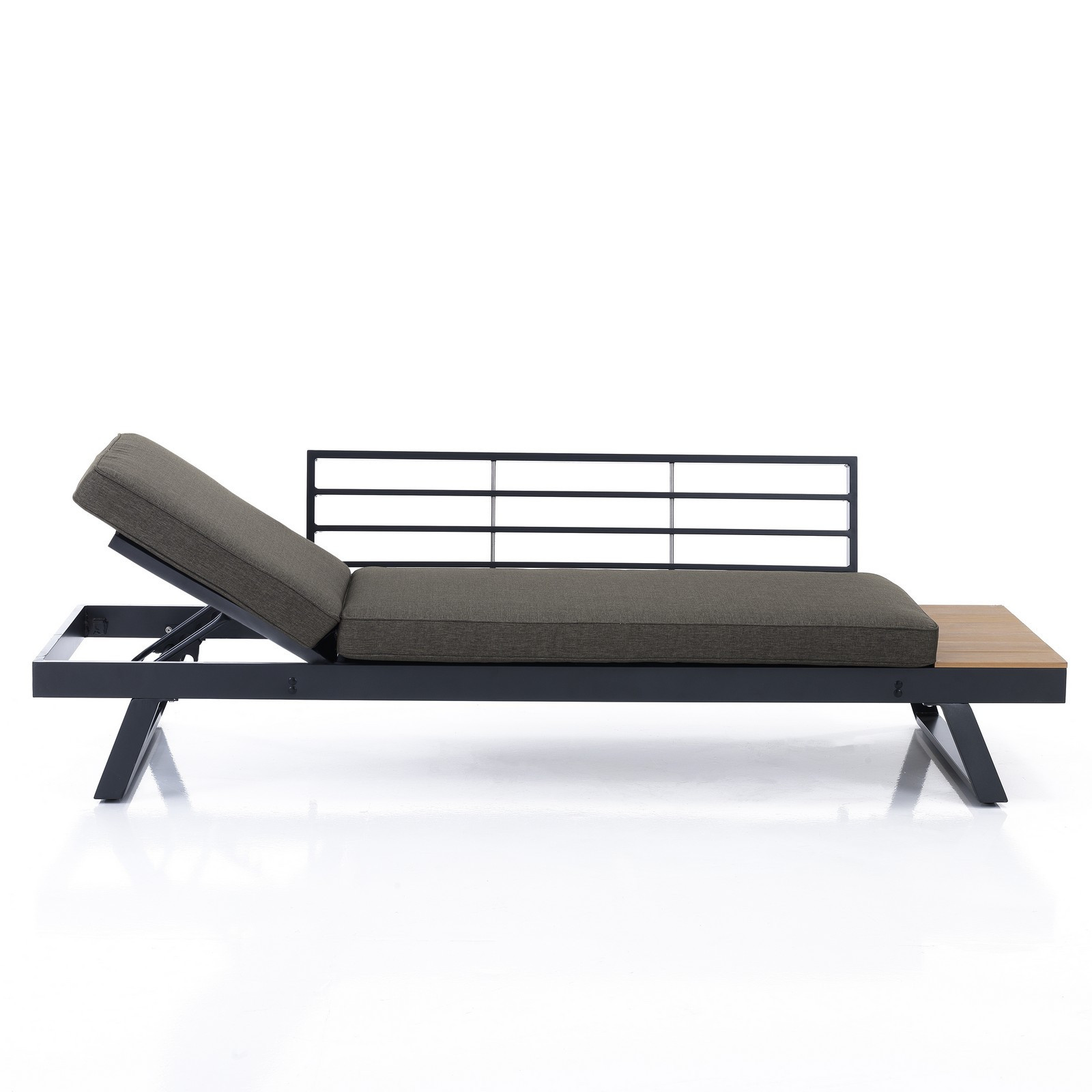 Divano e Chaise Longue da Interno - Esterno Varadero E in Alluminio Antracite Opaco, 228x77xh68.5 cm