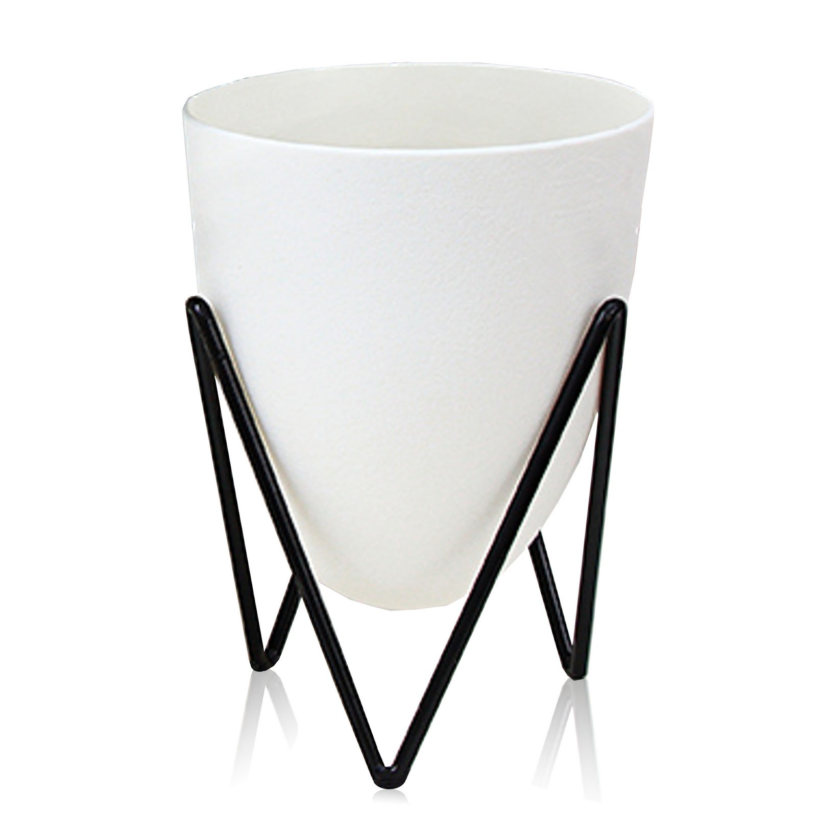 Vaso Autoinnaffiante per Esterno e Interno Ninfa Medium Bianco Opaco e Acciaio Nero Opaco