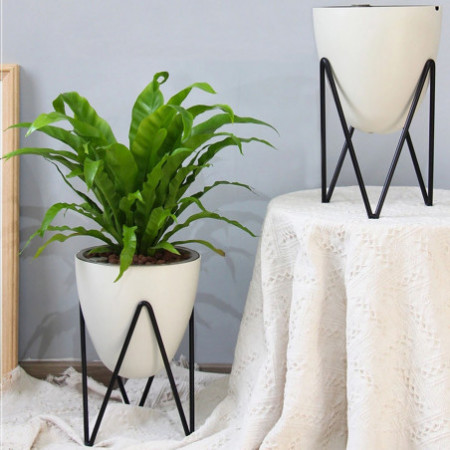 Vaso Autoinnaffiante per Esterno e Interno Ninfa Medium Bianco Opaco e Acciaio Nero Opaco, d13.8xh18 cm
