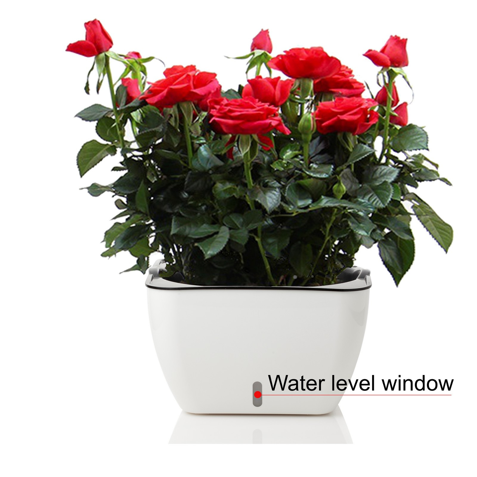 Vaso Autoinnaffiante per Esterno e Interno Loto Bianco Lucido, 33.5x33.5xh20 cm