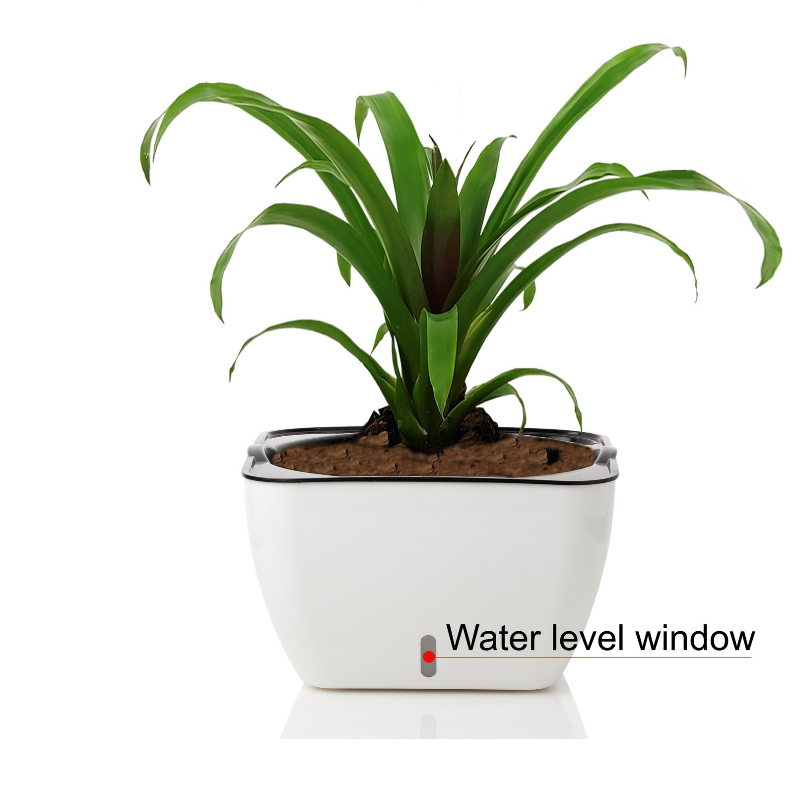 Vaso Autoinnaffiante per Esterno e Interno Loto Bianco Lucido, 33.5x33.5xh20 cm