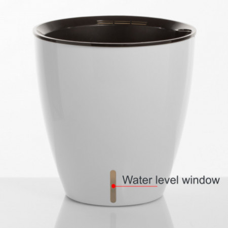 Vaso Autoinnaffiante per Esterno e Interno Viola Round Bianco Lucido, d35xh36 cm