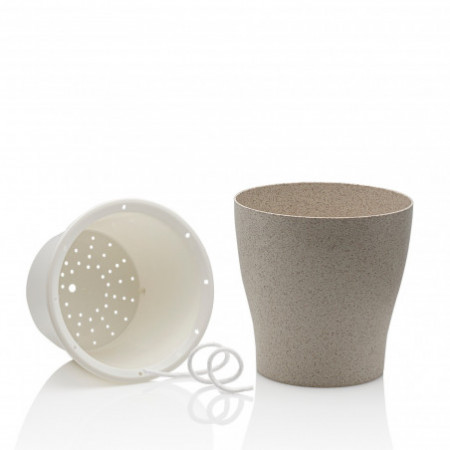 Vaso Autoinnaffiante per Esterno e Interno Petunia Beige, d17.3xh17 cm