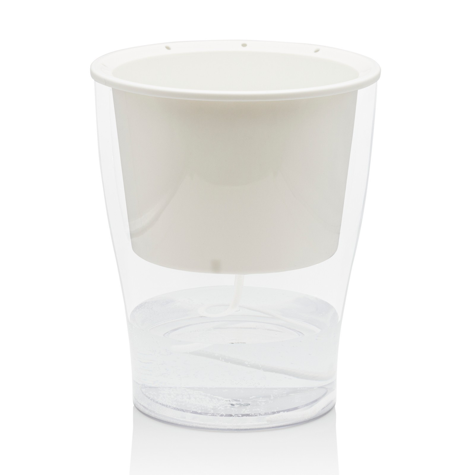 Vaso Autoinnaffiante per Esterno e Interno Fiordaliso Large Bianco Opaco e Trasparente