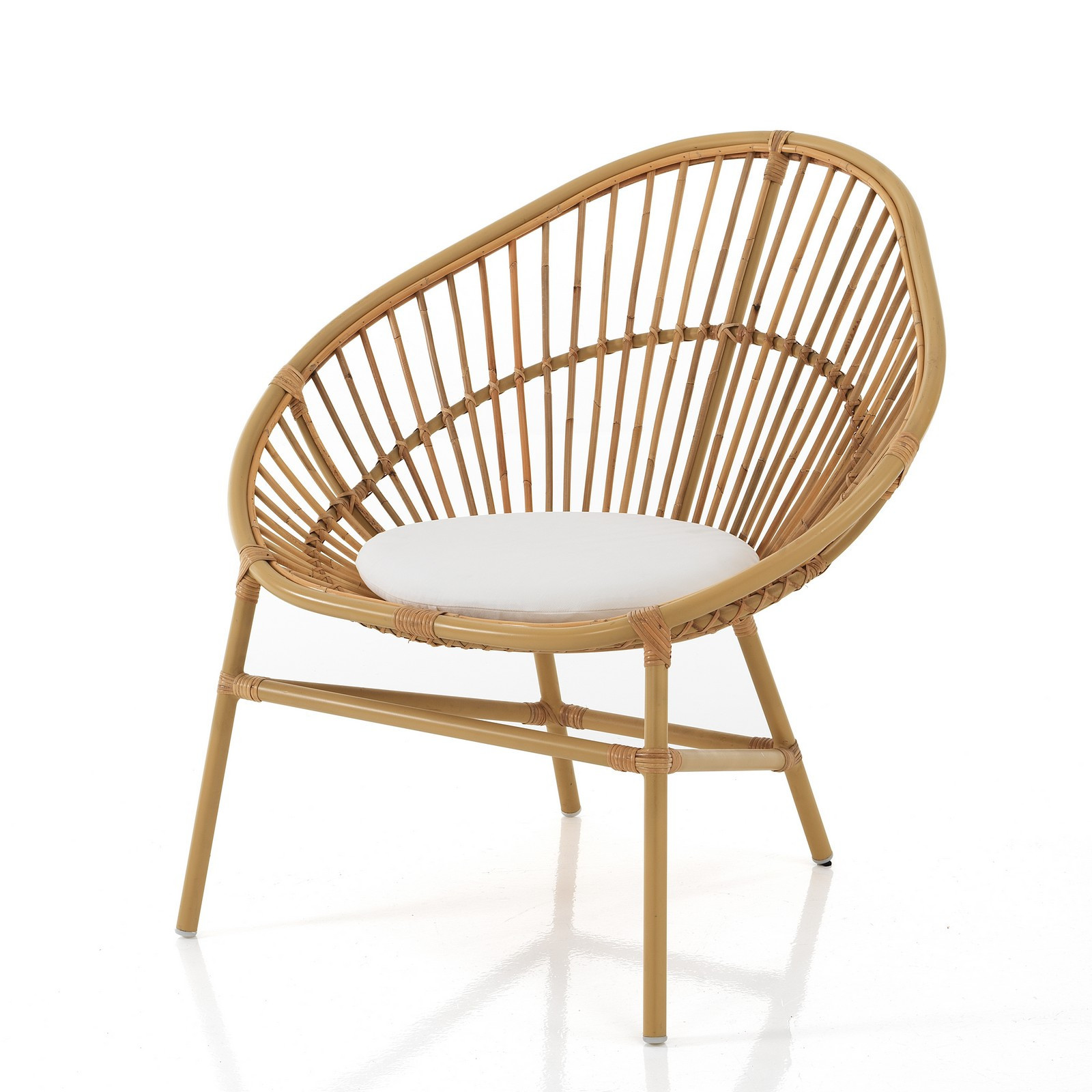 Poltroncina AKA in rattan e cotone cm L.90 x P.80 x H.89