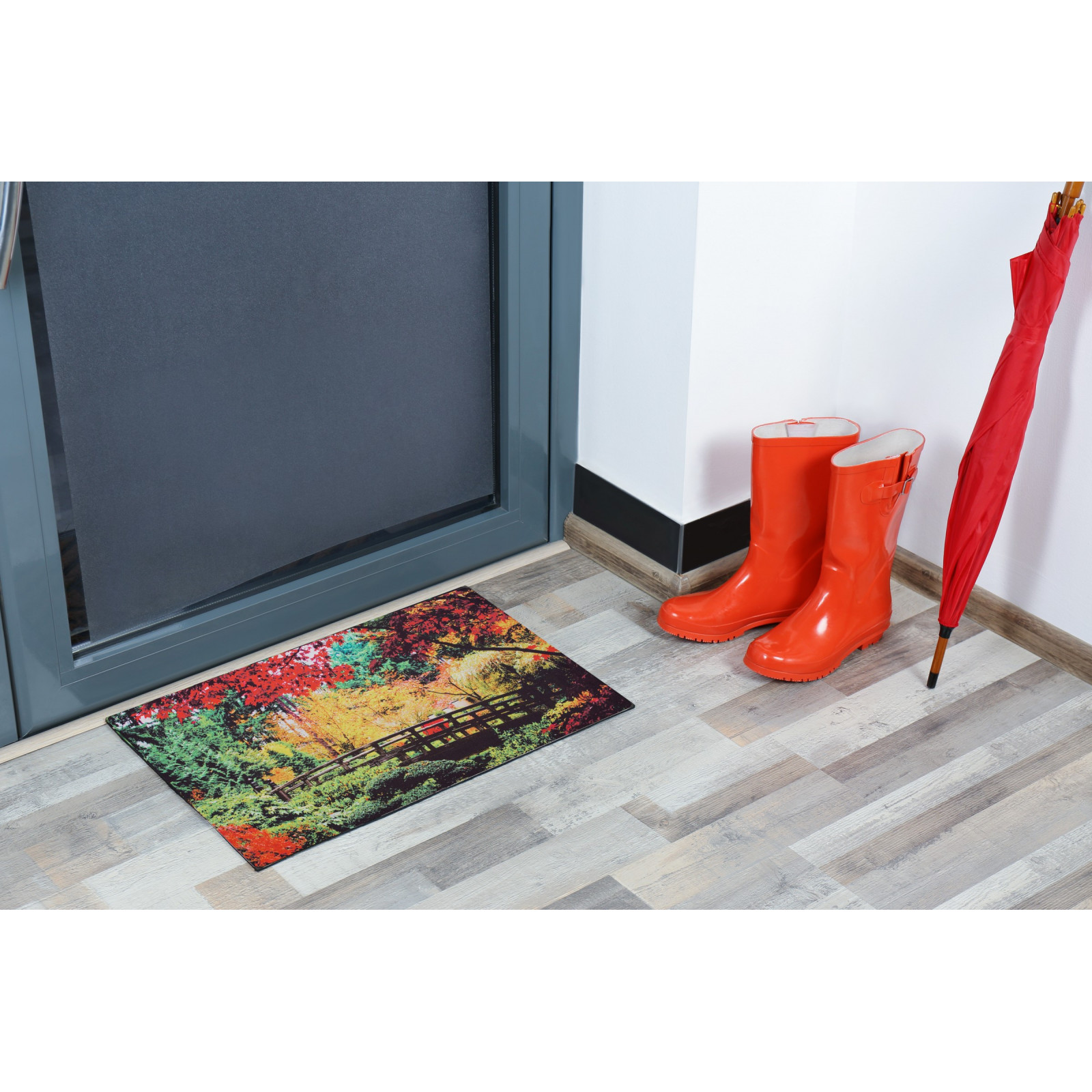 Zerbino modello GRAPHIKO 18 Tappeto esterno interno gomma riciclata fondo antiscivolo, 43x76 cm