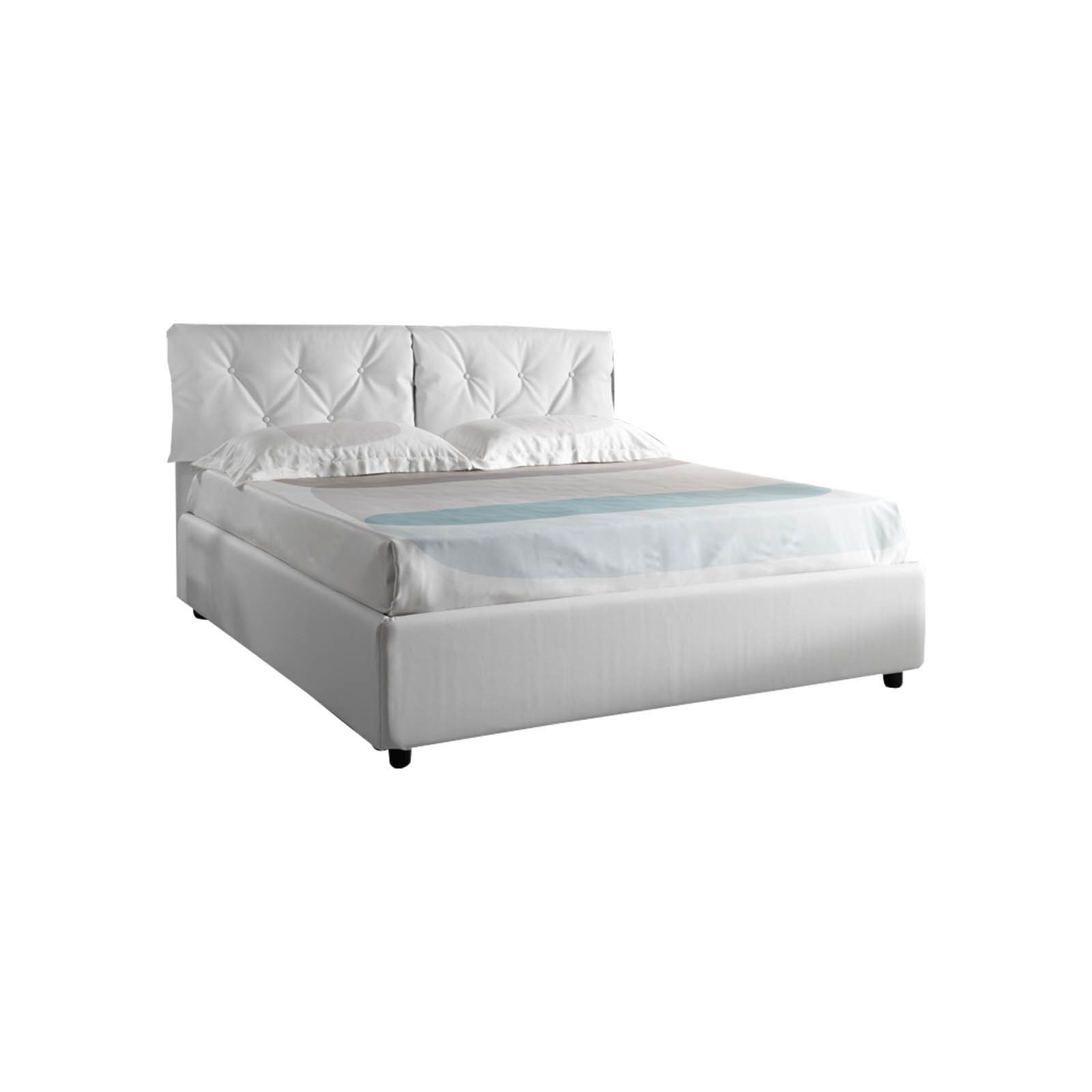 Letto Fisso Matrimoniale ANNALUNA 160 pelle sintetica Bianca rete cm. L.160 P.190