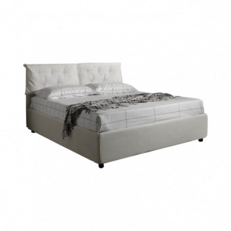Letto Fisso Matrimoniale ANNALUNA 160 tessuto effetto velluto (microfibra) Panna rete cm. L.160 P.190