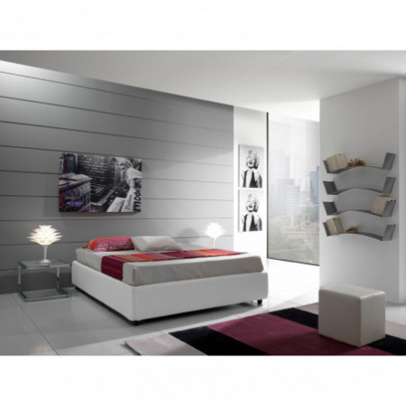 Letto Fisso Matrimoniale SOMMIER ELEGANT 160 pelle sintetica Bianca rete cm. L.160 P.190