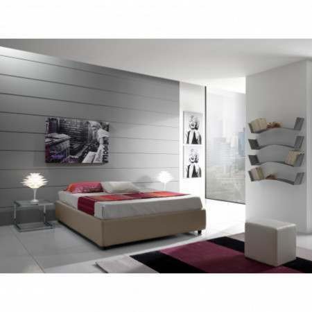 Letto Fisso Matrimoniale SOMMIER ELEGANT 160 pelle sintetica Fango rete cm. L.160 P.190