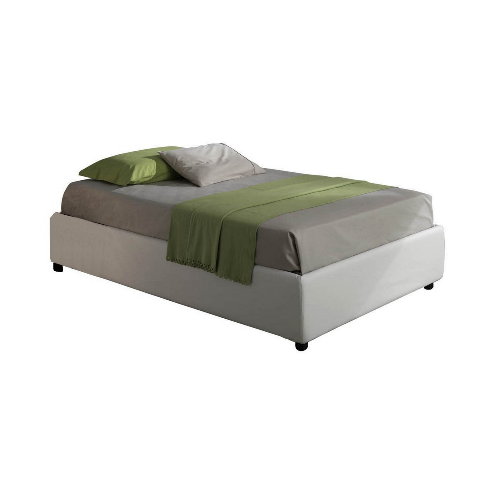 Letto Fisso 1 Piazza e Mezzo SOMMIER ELEGANT 120 pelle sintetica Bianca rete cm. L.120 P.190