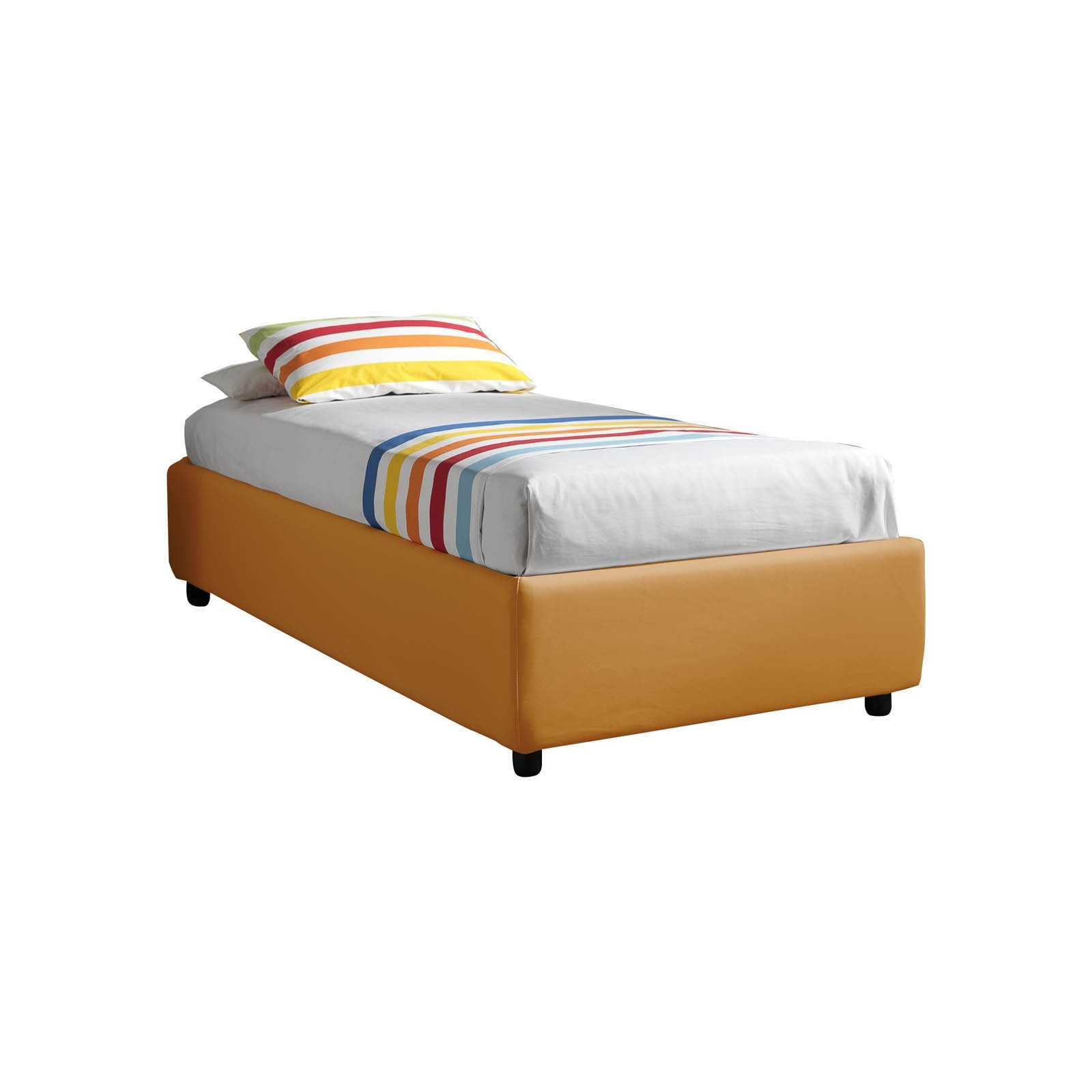 Letto Fisso Singolo SOMMIER ELEGANT 90 pelle sintetica Albicocca rete cm. L.90 P.190