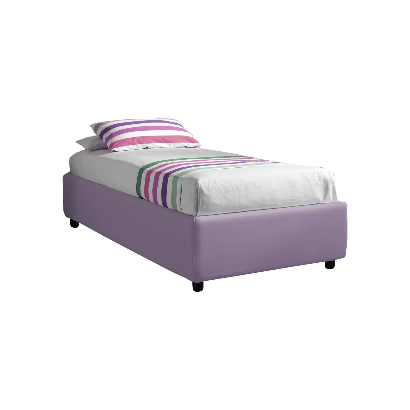 Letto Fisso Singolo SOMMIER ELEGANT 90 pelle sintetica Lavanda rete cm. L.90 P.190