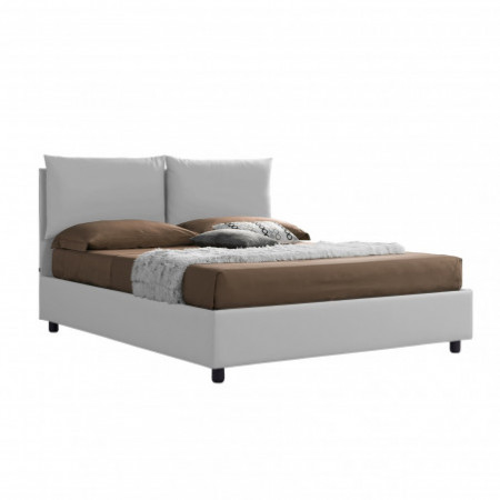 Letto Fisso Matrimoniale LUDOVICA 160 pelle sintetica Bianca rete cm. L.160 P.190
