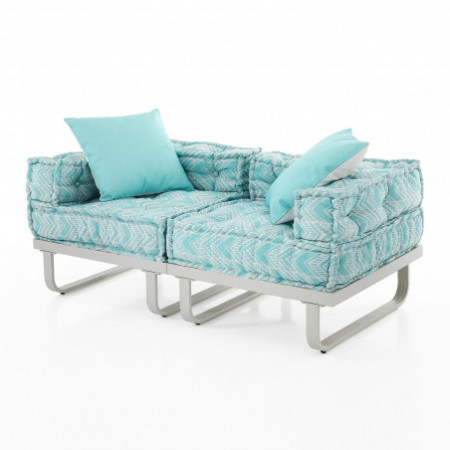 Divano 2 posti ARON OUTDOOR basamento alluminio tessuto waterproof cm. L.156 P.78 H.66