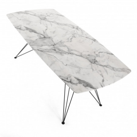 Tavolo / Scrivania Jacob Marble finitura Marmo Calacatta e Gambe in metallo Nero opaco, 200x100 cm