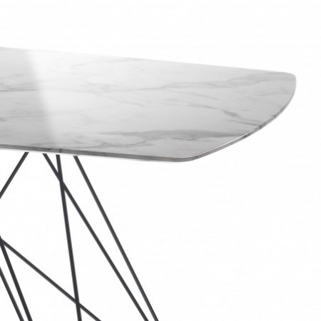 Tavolo / Scrivania Jacob Marble finitura Marmo Calacatta e Gambe in metallo Nero opaco, 200x100 cm