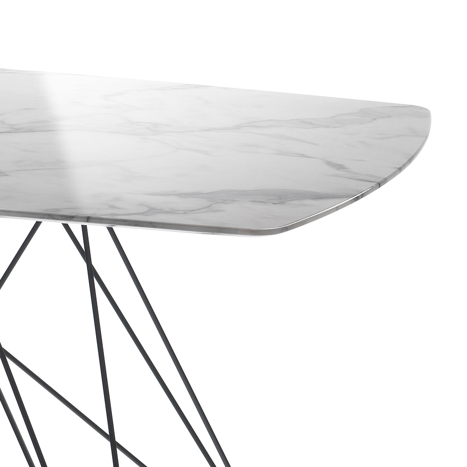 Tavolo / Scrivania Jacob Marble finitura Marmo Calacatta e Gambe in metallo Nero opaco, 200x100 cm