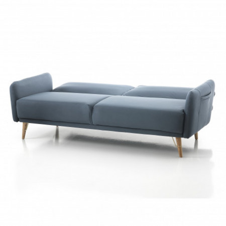 Divano / Letto Fiorella in Pelle Sintetica di colore Blu Laguna, L210 P86 H86 cm