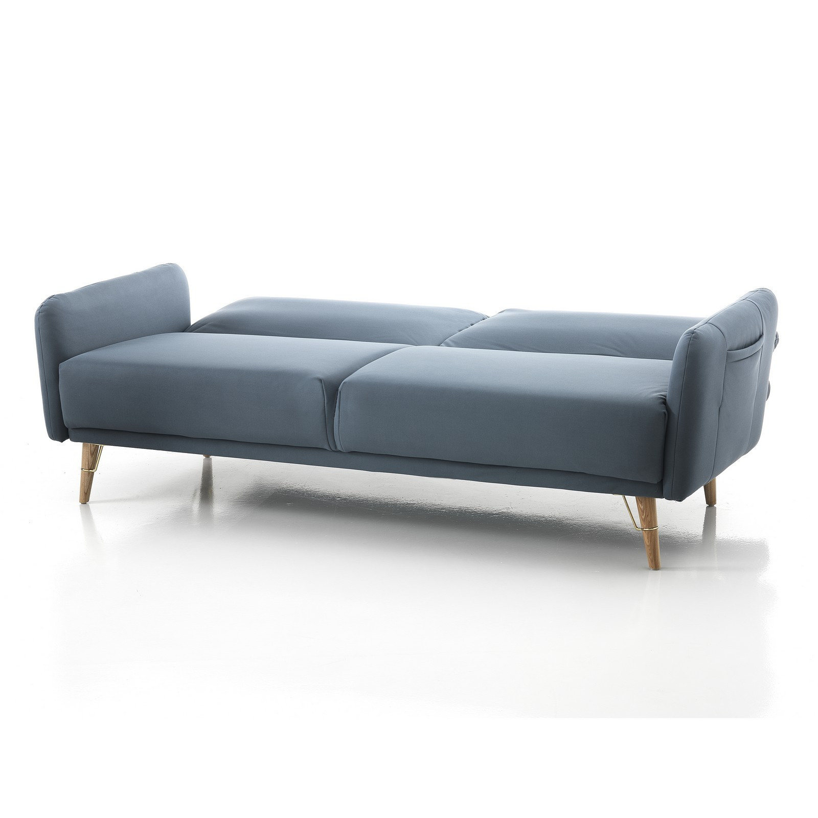 Divano / Letto Fiorella in Pelle Sintetica di colore Blu Laguna, L210 P86 H86 cm