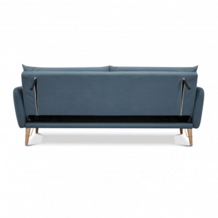Divano / Letto Fiorella in Pelle Sintetica di colore Blu Laguna, L210 P86 H86 cm