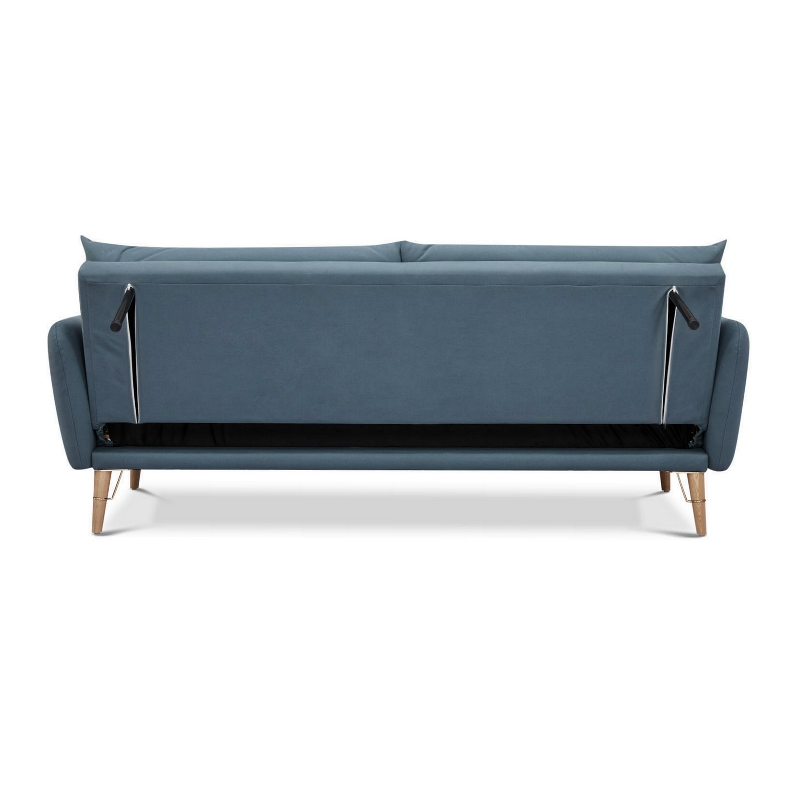 Divano / Letto Fiorella in Pelle Sintetica di colore Blu Laguna, L210 P86 H86 cm