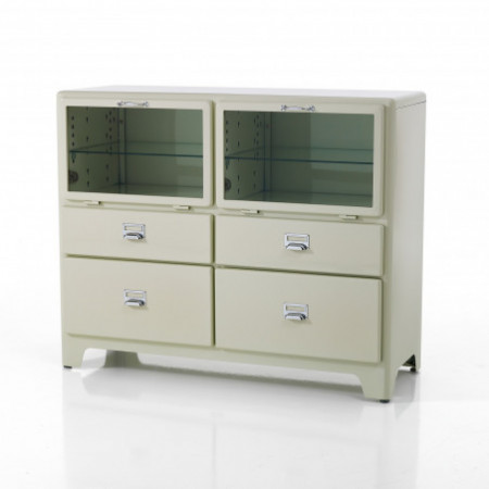 mobile 2 ante 4 cassetti MEK WHITE PRODUZIONE DULTON in acciaio laccato di colore Avorio lucido cm. L120 P45 H97