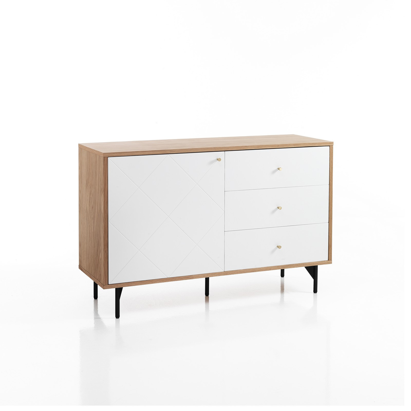 MOBILE CREDENZA LACCATO BIANCO LEGNO MASSELLO L 180 P 48 H 100