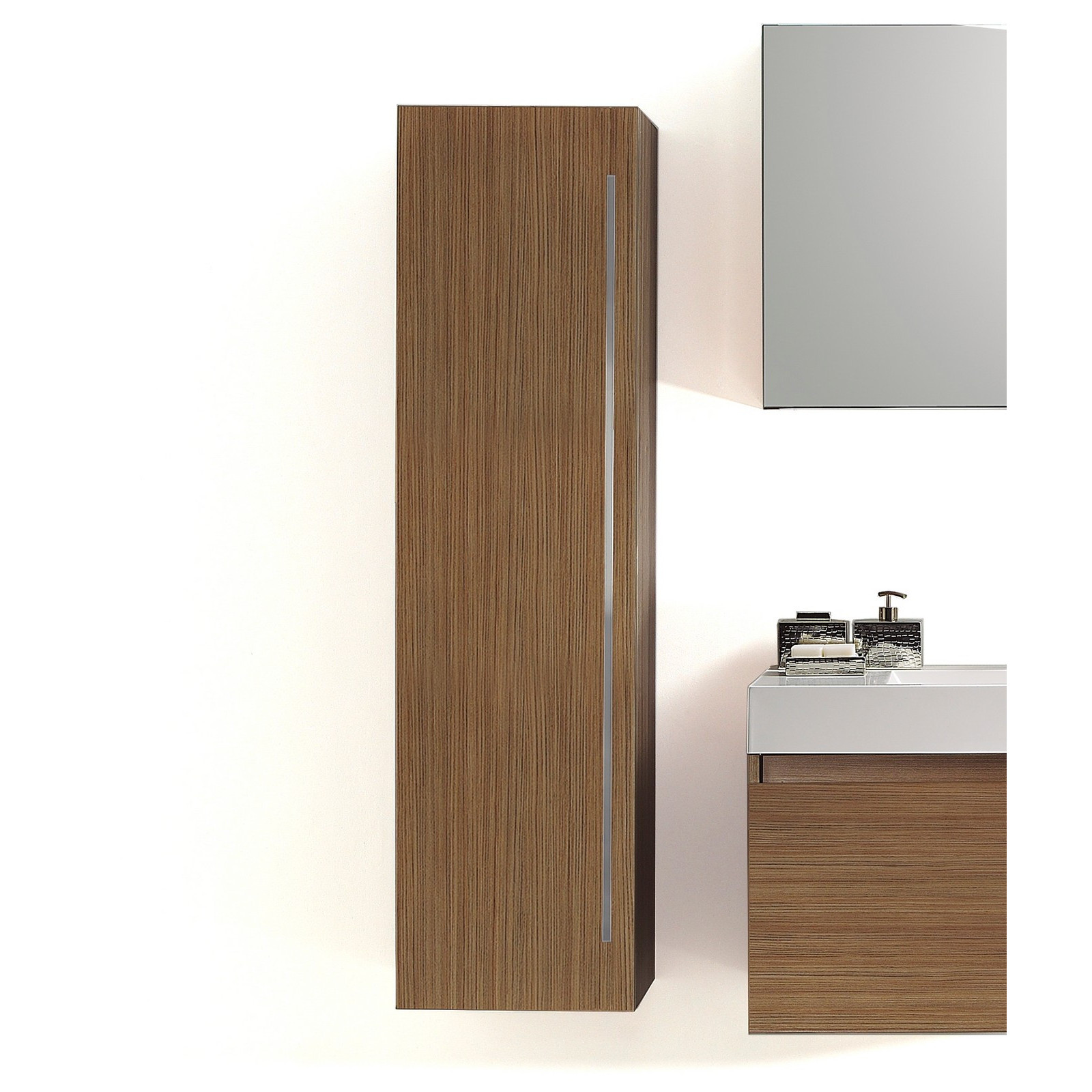 Colonna Pensile in Laminato finitura Teak, L40 P30 H120 cm