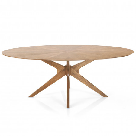 Tavolo in legno Chase impiallacciato finitura Rovere e Gambe in legno massello, 190x110 cm
