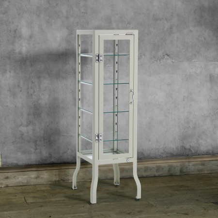 Vetrina 1 Anta Mek White Produzione Dulton in Acciaio Laccato di colore Avorio Lucido, L40 P45 H126 cm