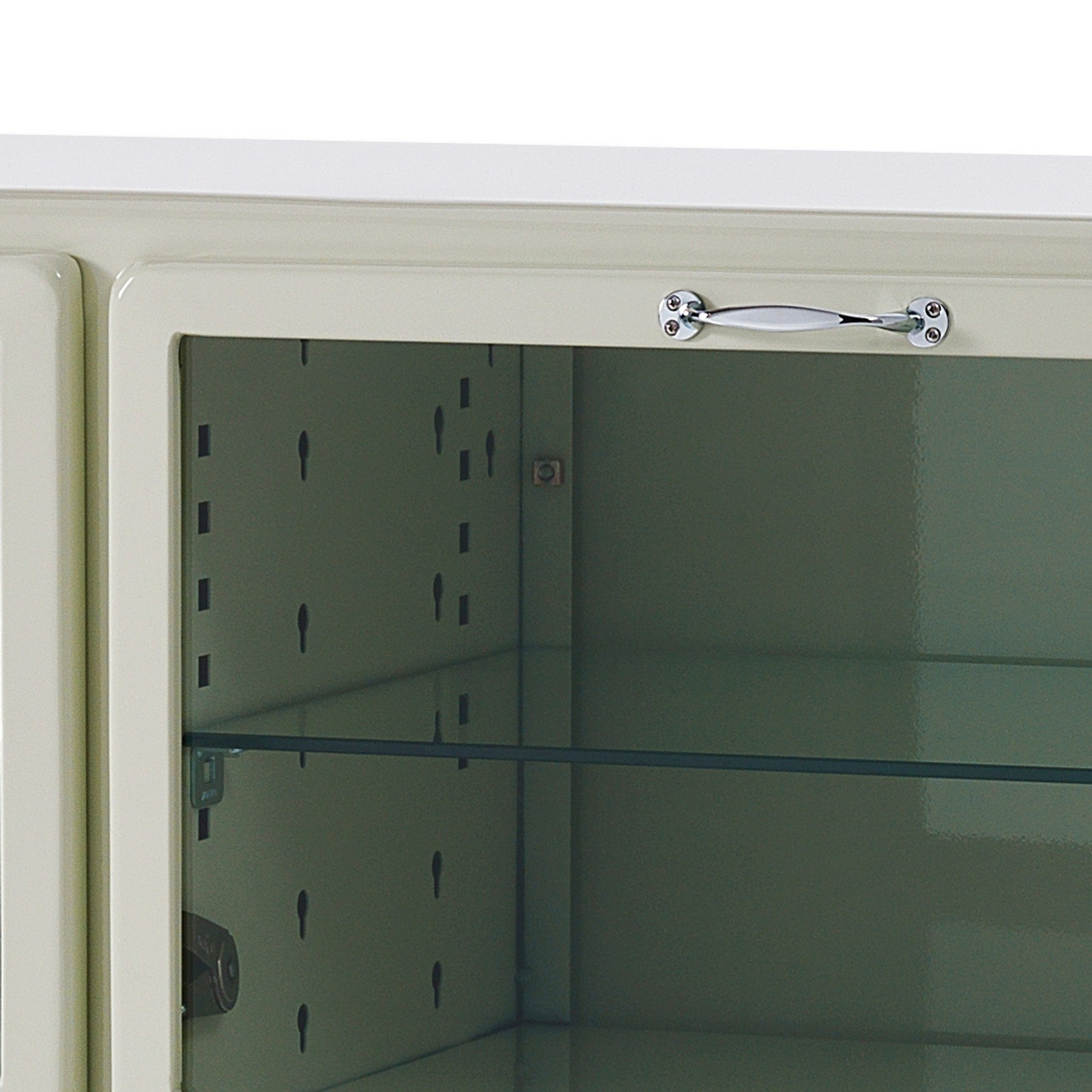 Mobile 2 Ante 4 Cassetti Mek White Produzione Dulton in Acciaio Laccato di colore Avorio Lucido, L120 P45 H97 cm