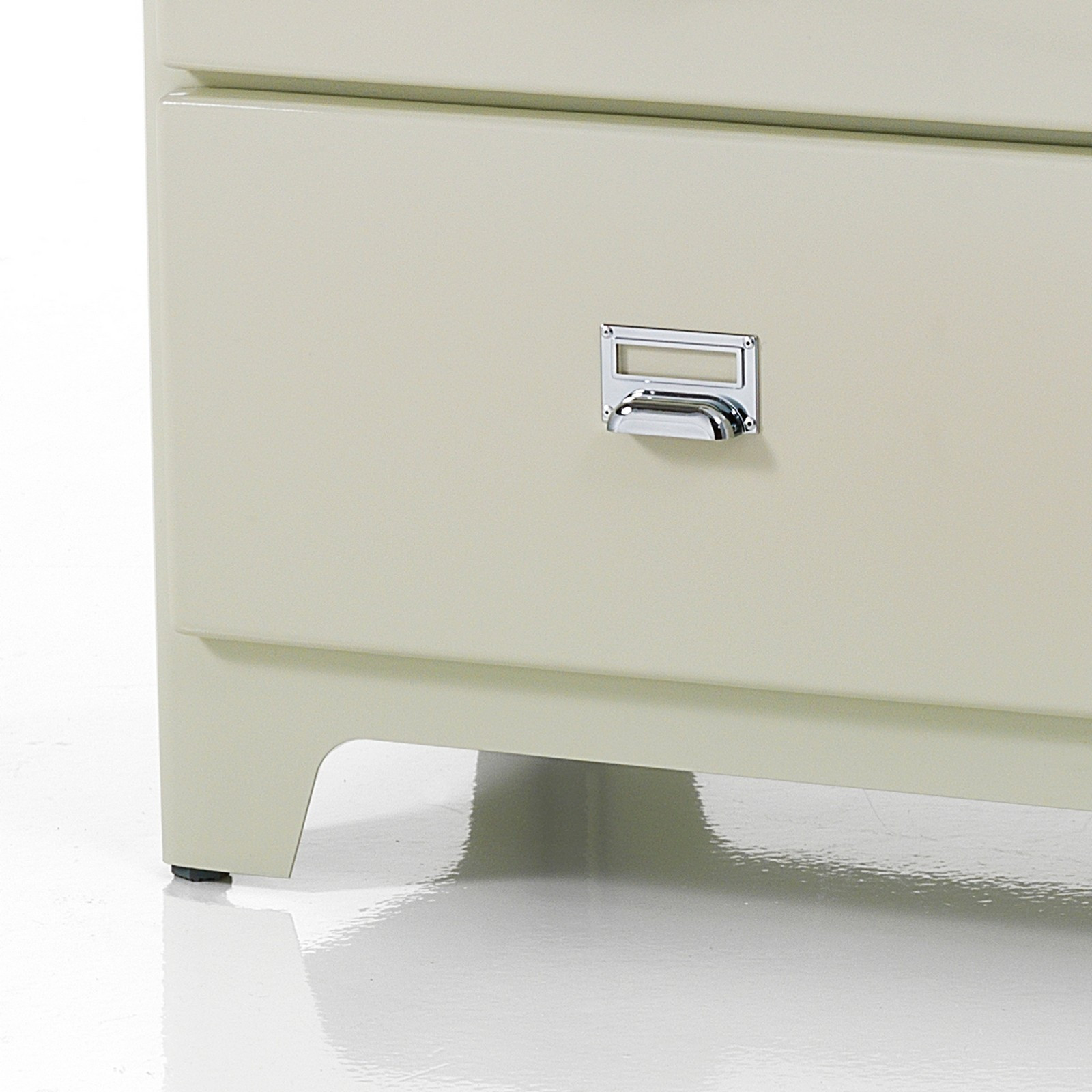 Mobile 2 Ante 4 Cassetti Mek White Produzione Dulton in Acciaio Laccato di colore Avorio Lucido, L120 P45 H97 cm