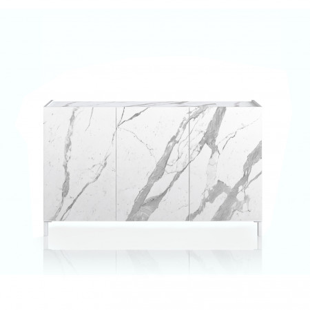 Madia Milano White Marble 3 ante finitura Marmo Bianco opaco Calacatta, 130x40xh84 cm