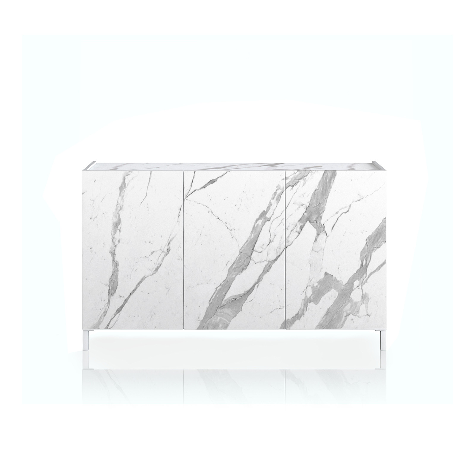 Madia Milano White Marble 3 ante finitura Marmo Bianco opaco Calacatta, 130x40xh84 cm