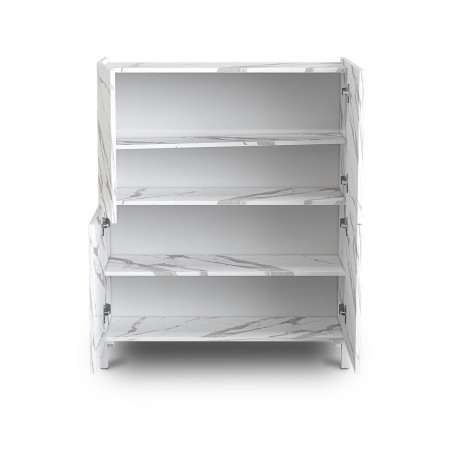 Mobile Alto Milano White Marble 4 ante finitura Marmo Bianco opaco Calacatta, 90x35xh110 cm