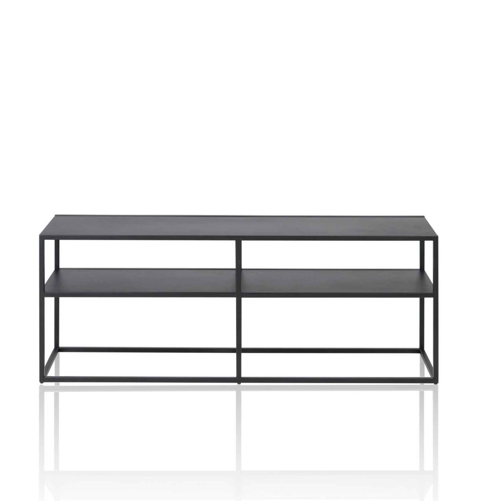 Porta TV Theresa in Acciaio verniciato Antracite Opaco, 120x30xh46.5 cm