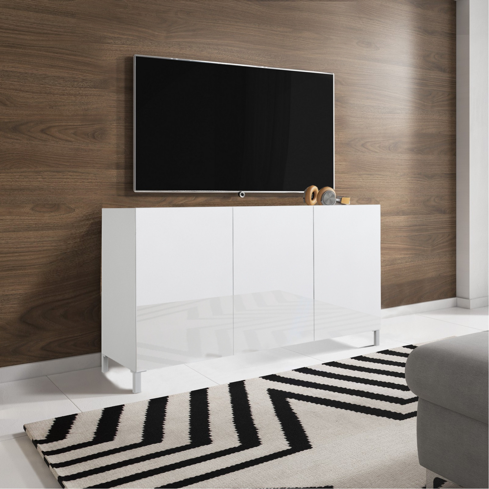 Madia Milano 3 ante Laccata Bianco lucido, top finitura Marmo Calacatta opaco, 130x40xh84 cm Madia Milano 3 ante Laccata Bianco lucido, top finitura Marmo Calacatta opaco, 130x40xh84 cm
