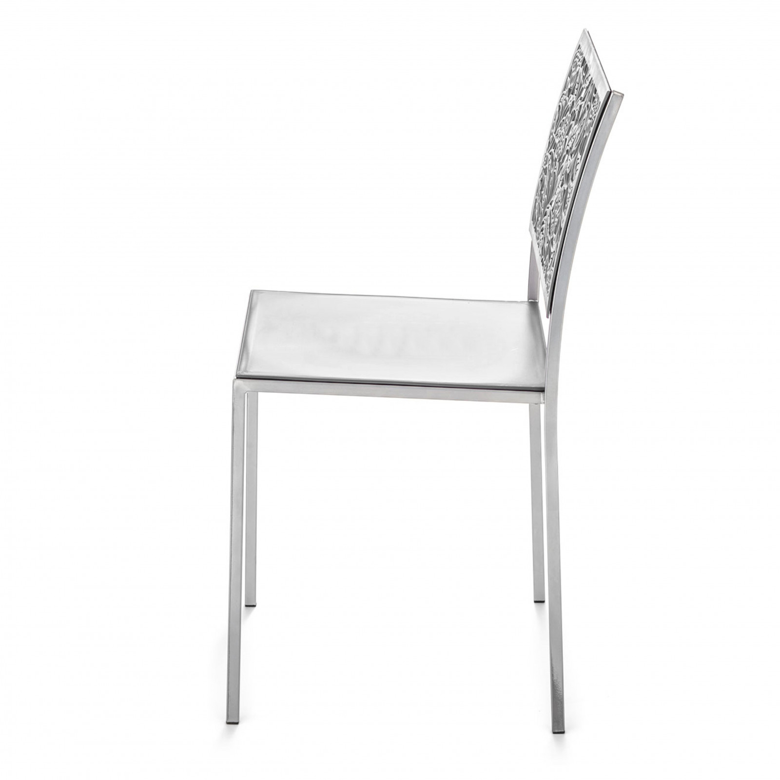 Sedia Trudi Gray in ABS e metallo satinato Grigia Impilabile, 42x42xh82 cm