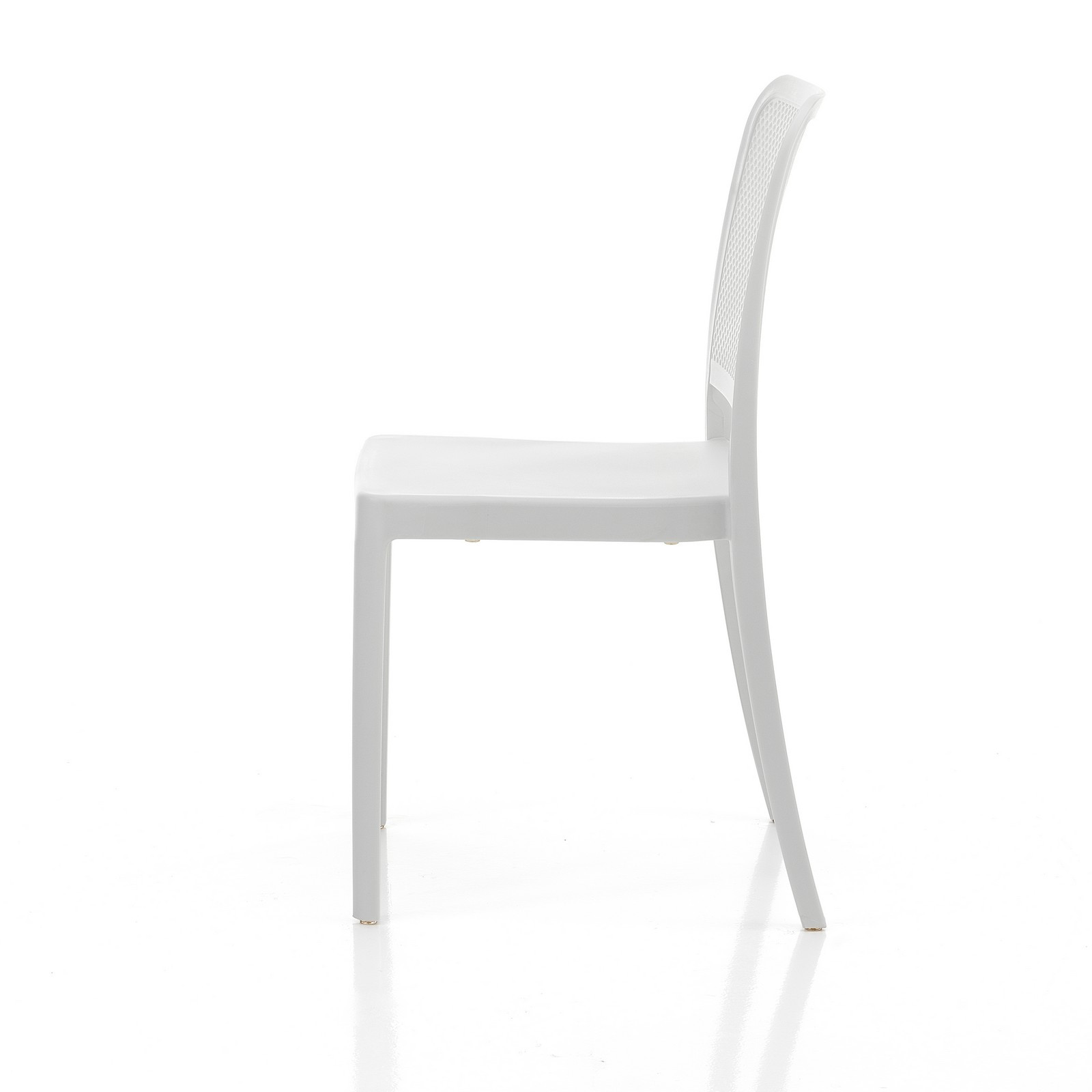Sedia Interno Esterno Rakele White Polip. colore Bianco Impilabile Resistente Agenti e Raggi UV, H.86 L.43 P.50 cm