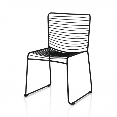 Sedia Interno Esterno Barbara Black in Acciaio colore Nero Opaco Impilabile, H.79 L.49 P.53 cm