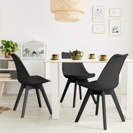 Sedia Imbottita Diamon Evo Black in pelle sintetica Nera e polipropilene Nero opaco, 49x54xh81 cm