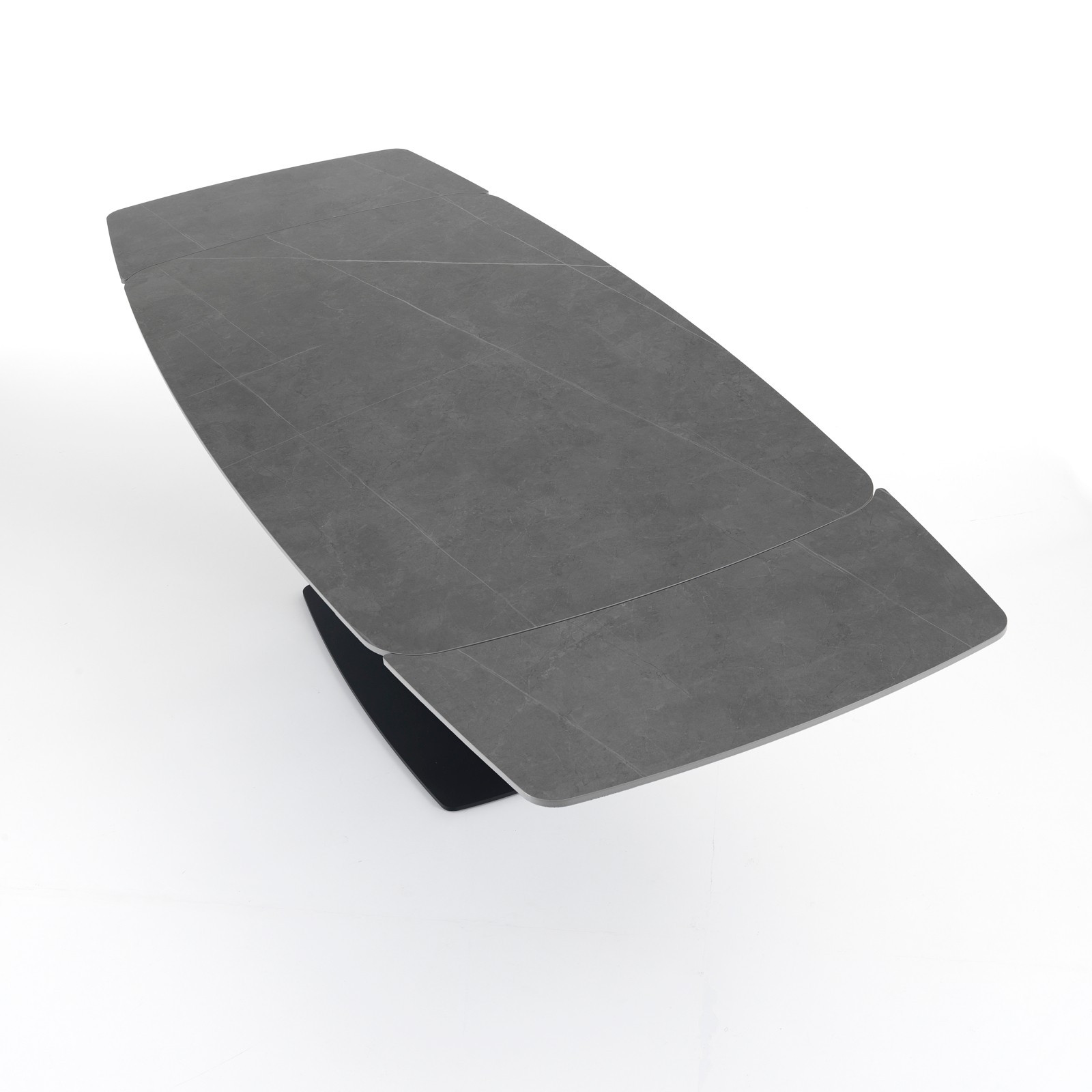 Tavolo Allungabile in ceramica STEFF GREY MARBLE finitura Top Marmo Grigio opaco e base in acciaio Nero opaco, 160/195/230x90 cm