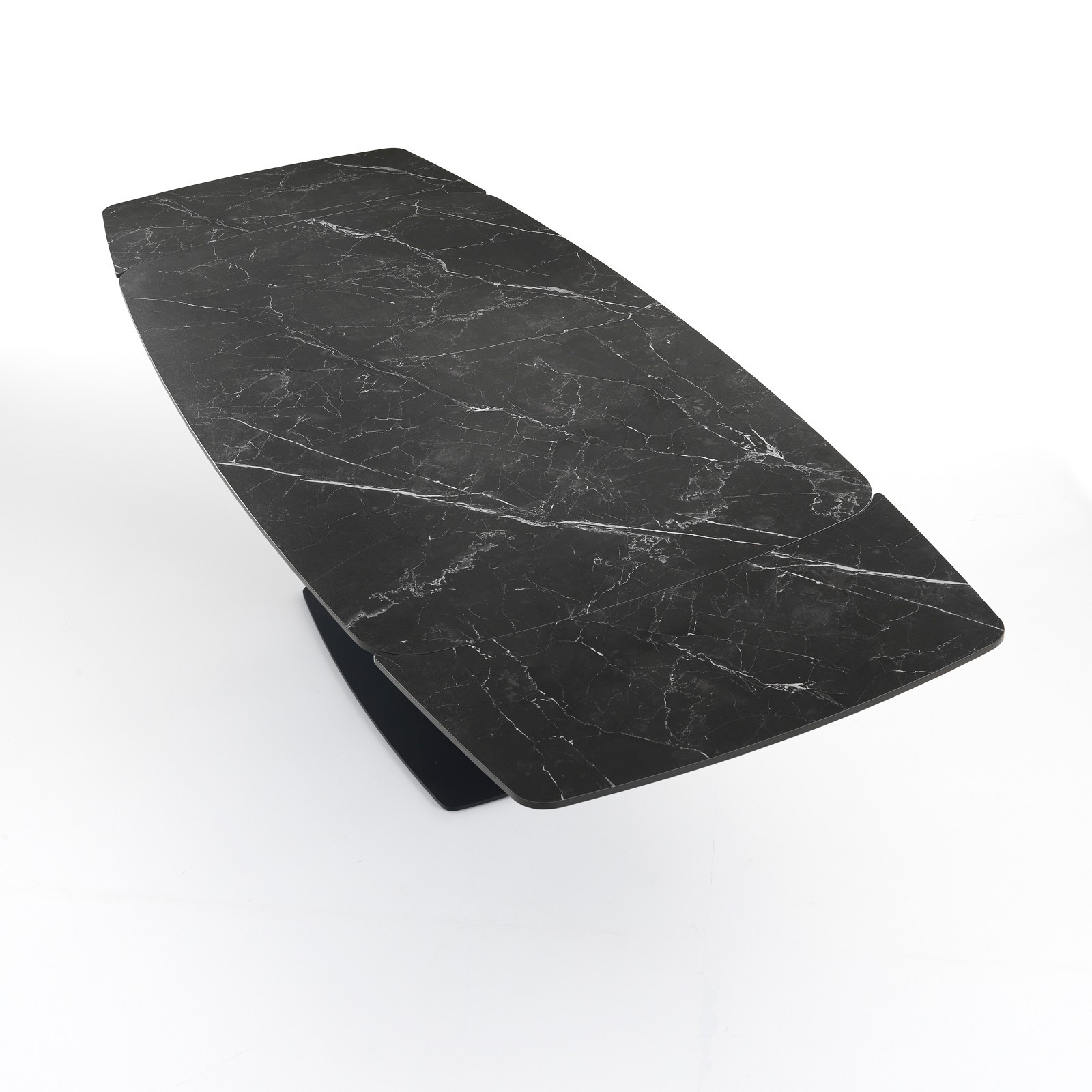 Tavolo Allungabile in ceramica STEFF BLACK MARBLE finitura Top Marmo Nero opaco e base in acciaio Nero opaco, 160-195-230x90 cm