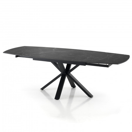 Tavolo Allungabile MEGGY BLACK MARBLE piano in ceramica finitura Marmo Nero opaco e basamento Nero opaco, 140-210 x 90 x h75 cm