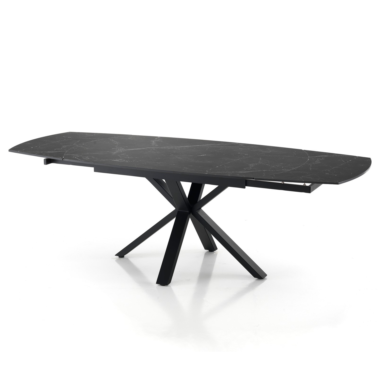 Tavolo Allungabile MEGGY BLACK MARBLE piano in ceramica finitura Marmo Nero opaco e basamento Nero opaco, 140-210 x 90 x h75 cm