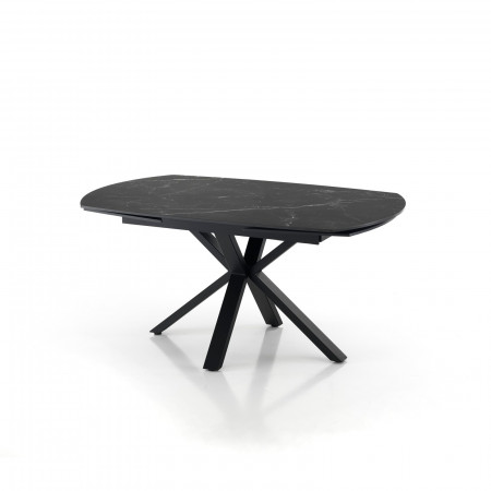 Tavolo Allungabile in ceramica MEGGY BLACK MARBLE finitura Top Marmo Nero opaco e base in acciaio Nero opaco, 140-210 x 90 cm
